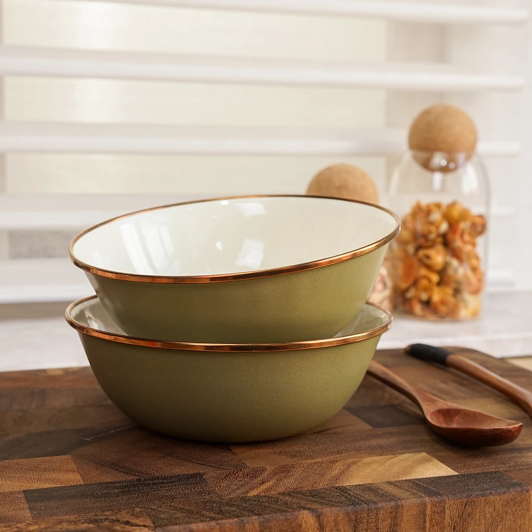 美丽国牛货，珐琅磨砂搪瓷纯捡加厚汤碗17cm汤盘菜盆饭碗