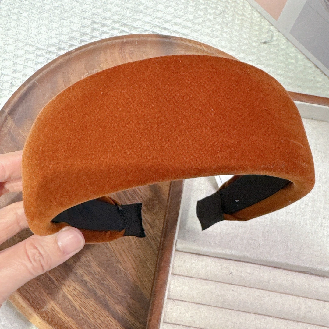 南瓜色韩系复古少女风格发箍女宽边防滑高颅顶秋冬百搭时尚发饰