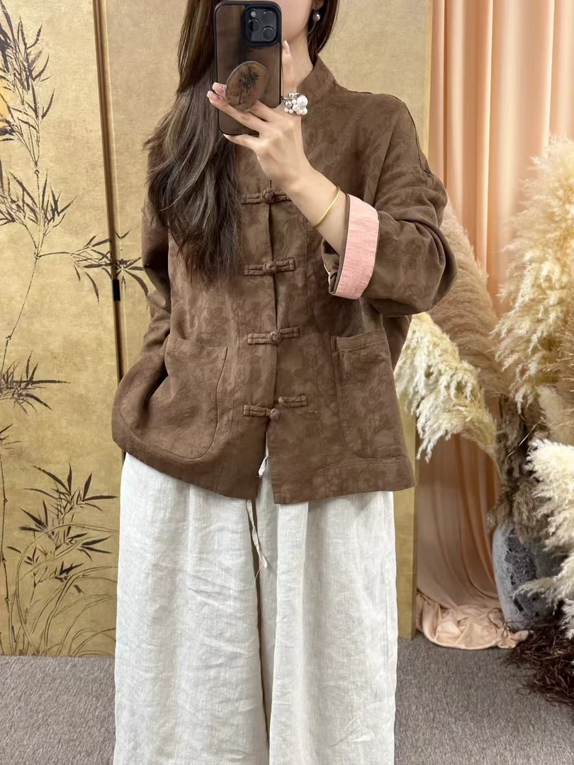 【时宜】秋款新中式亚麻外套复古文艺长袖