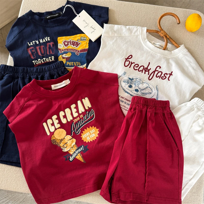 儿童套装2025夏季新品男女童印花背心套装宝宝休闲两件套潮