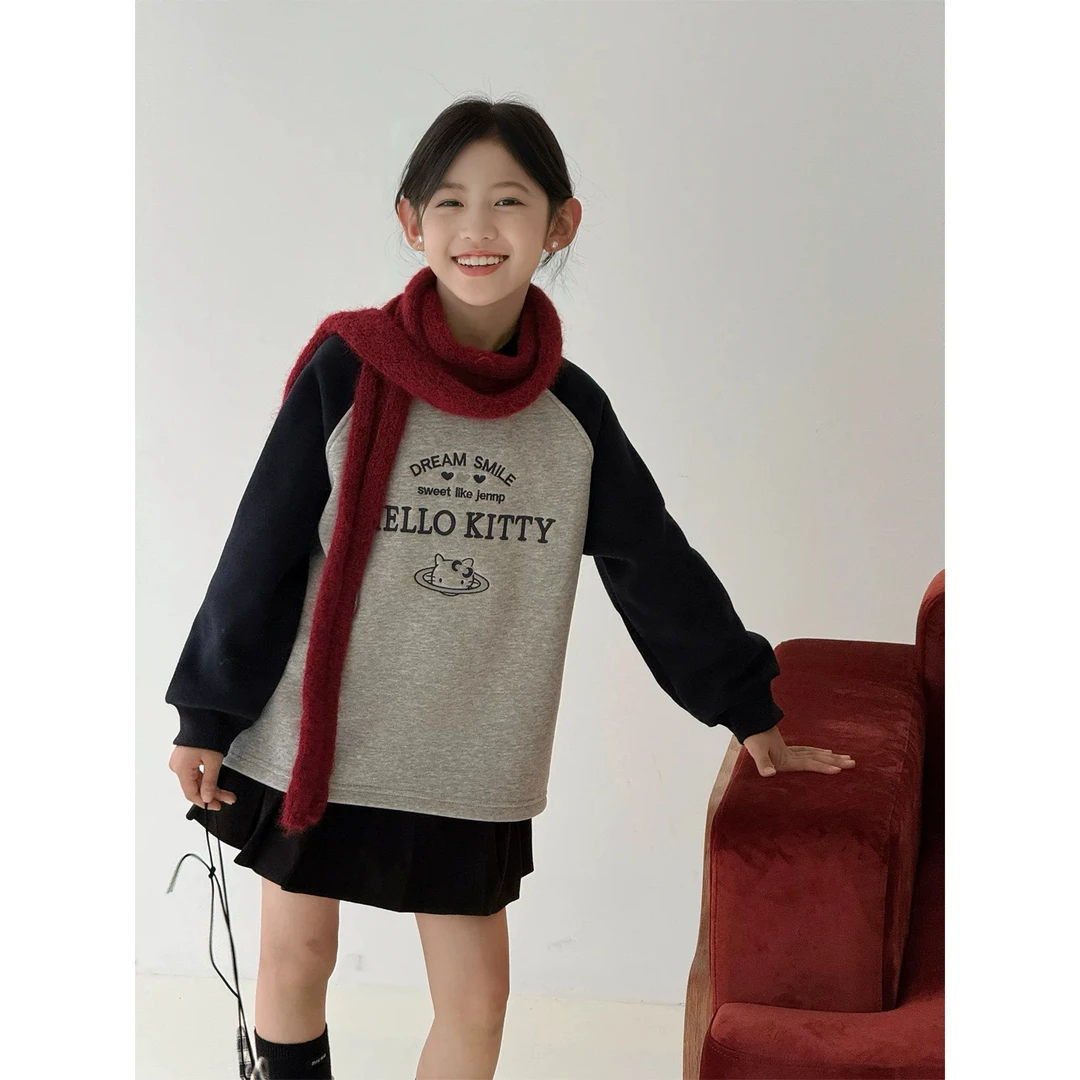 女童冬季加绒长袖T女宝上衣加绒上衣保暖冬季上衣083内搭洋气休闲