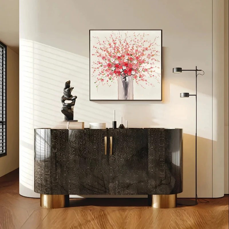 【桃之夭夭】手工油画餐厅卧室玄关电表箱现代简约原木风装饰画