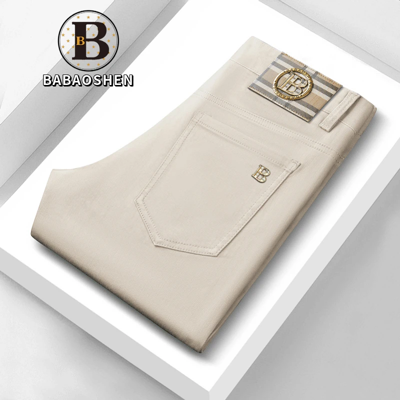 BABAOSHEN/巴宝绅男士牛仔裤秋冬款修身直筒轻奢百搭黑牛仔裤