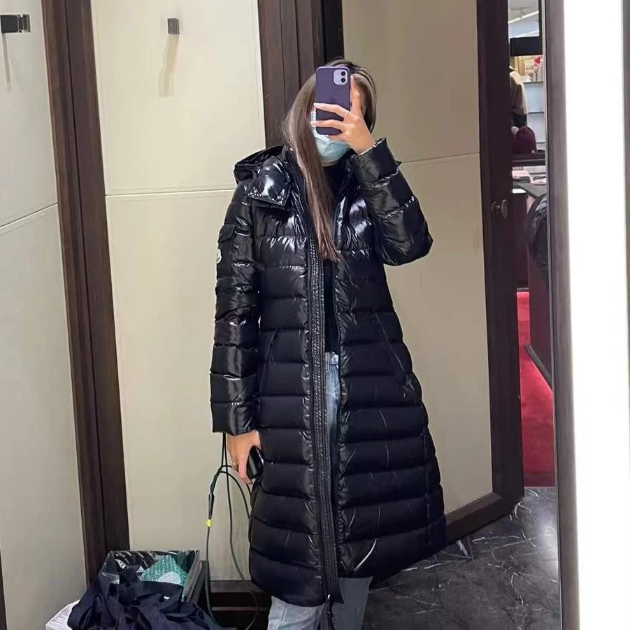 未使用 MONCLER 盟可睐蒙口/GG/MOKA女士黑色长款羽绒服 福利