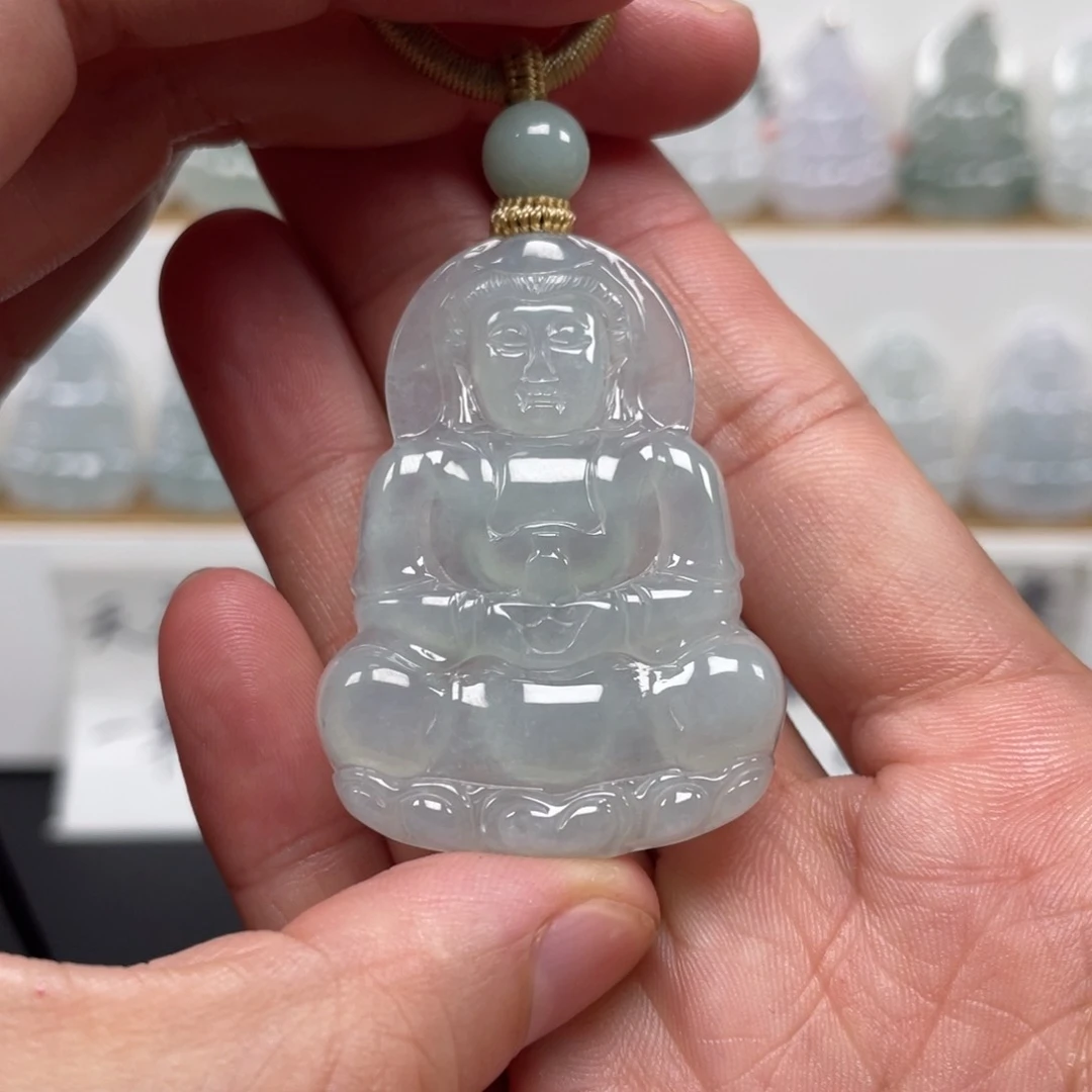 翡翠未镶嵌颈饰天然翡翠A货观音38号