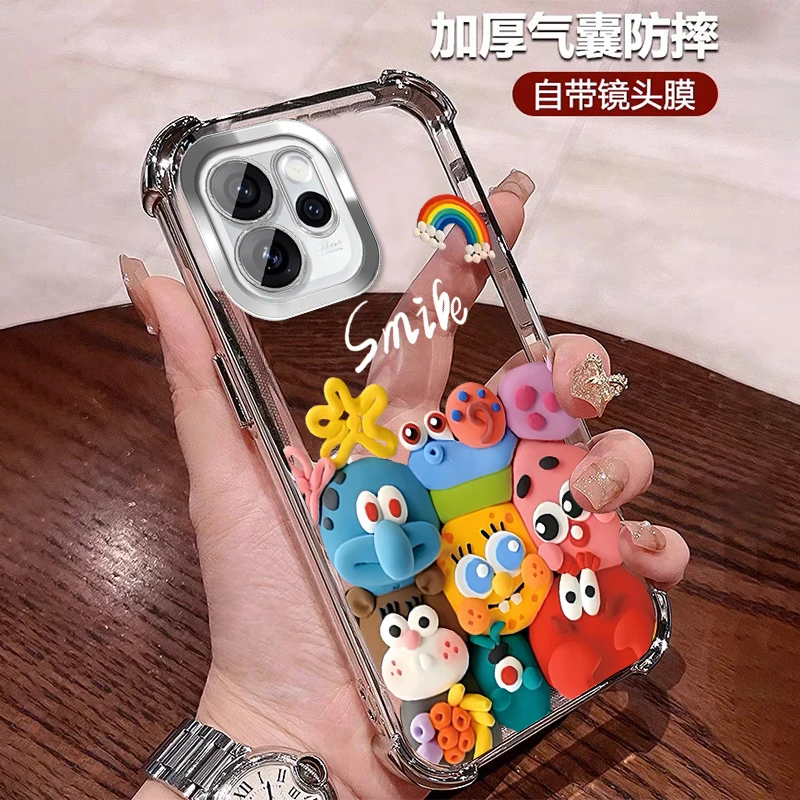 卡通动漫适用opporeno15手机壳四角防摔套15pro 硅胶全包带镜头膜