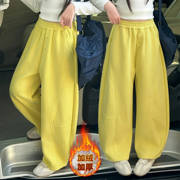 女童弯刀裤子春秋卫裤儿童休闲香蕉裤中大童直筒裤2025新款运动裤