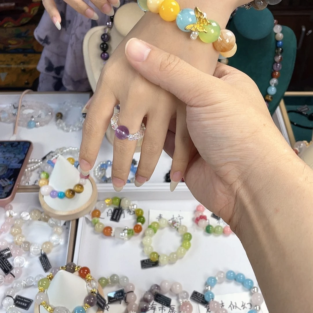 水晶手链银S925镀金镶嵌
