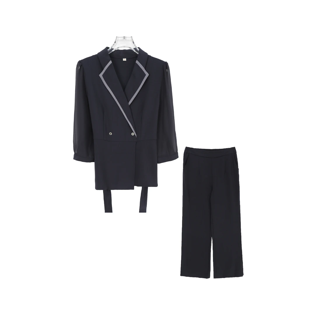 高级感时尚西装领阔腿裤洋气显瘦九分裤两件套Z280