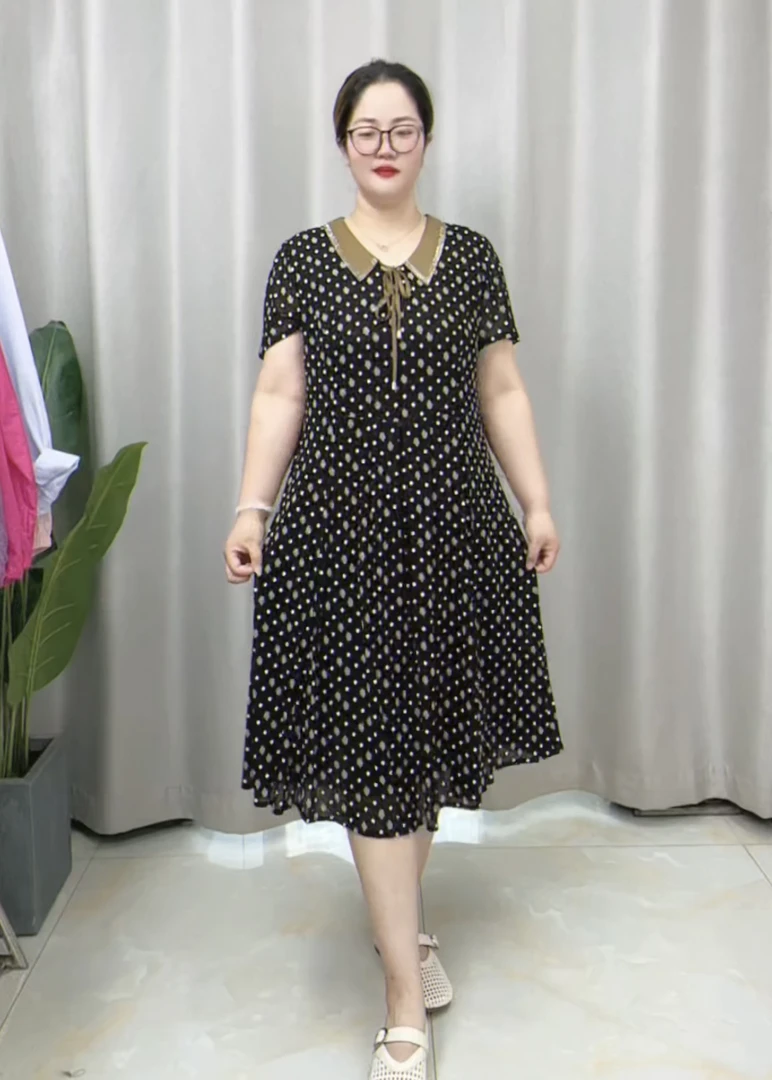 夏季新款大码时尚妈妈装连衣裙100-240斤