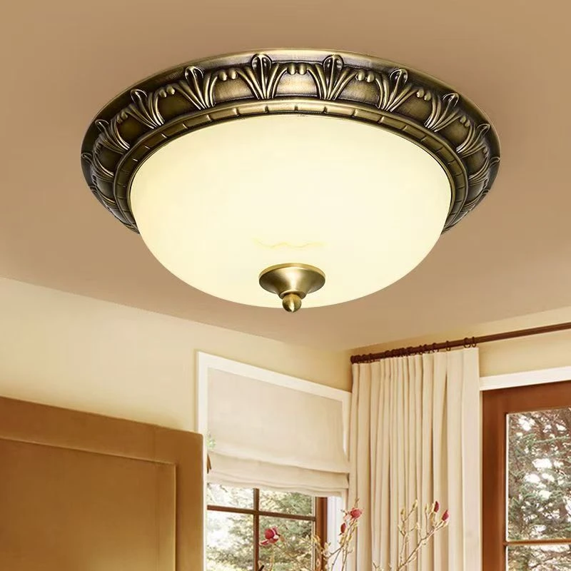 2023欧式全铜led吸顶灯卧室圆形别墅入户走廊过道阳台灯门口灯具