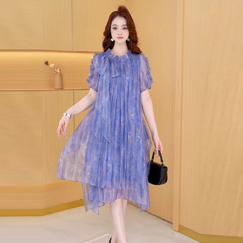 【连衣裙】春夏季新款高贵显瘦气质印花时尚减龄韩版洋气连衣裙