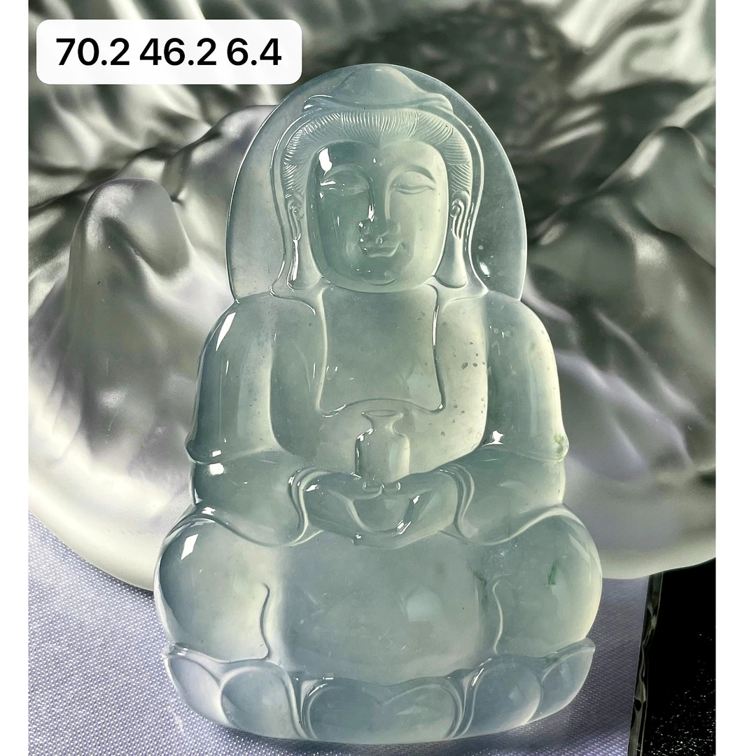 天然a货缅甸翡翠高冰蓝底观音吊坠