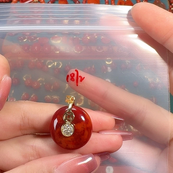 南红玛瑙银S925镶嵌吊坠