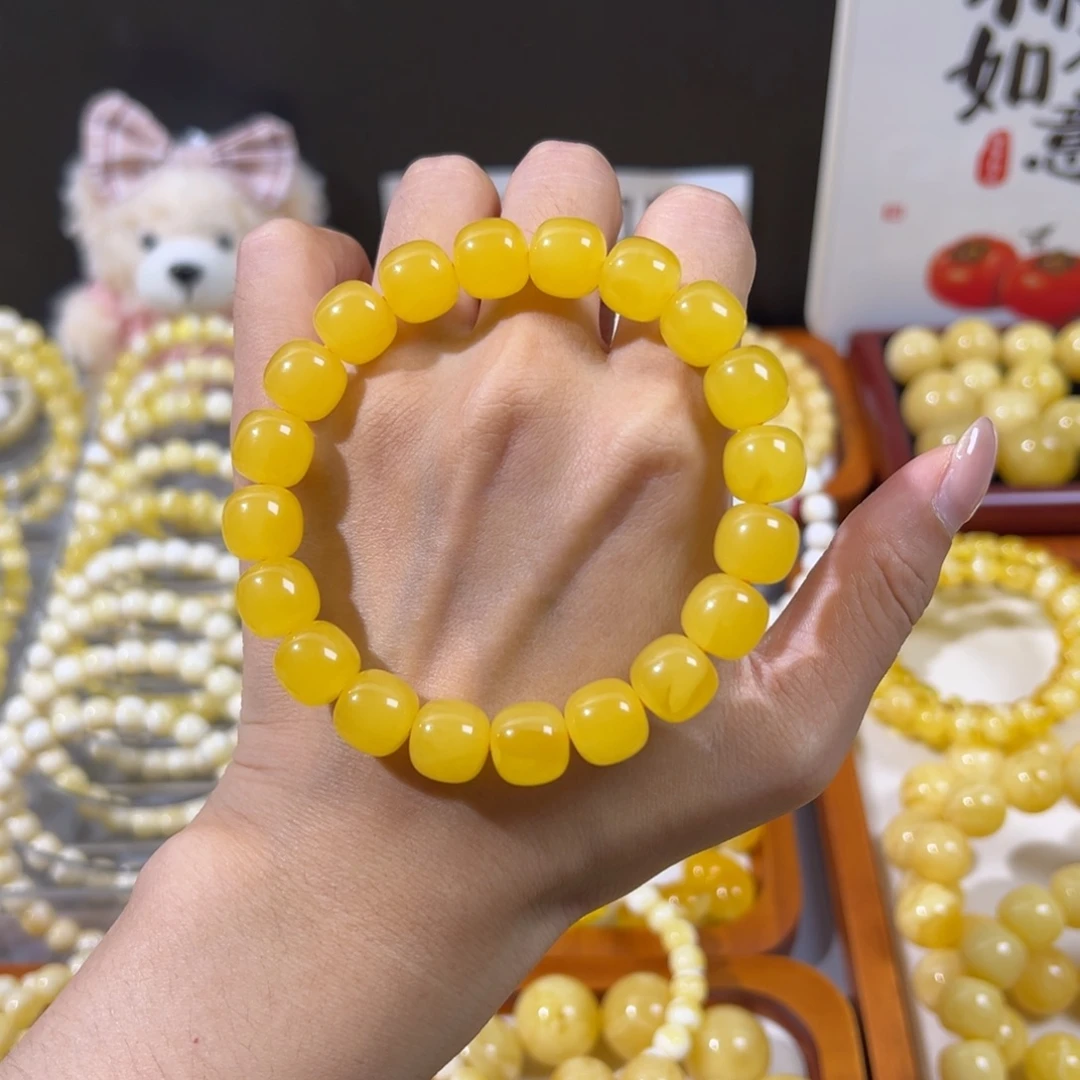 大***蟹琥珀未镶嵌手链11.2mm