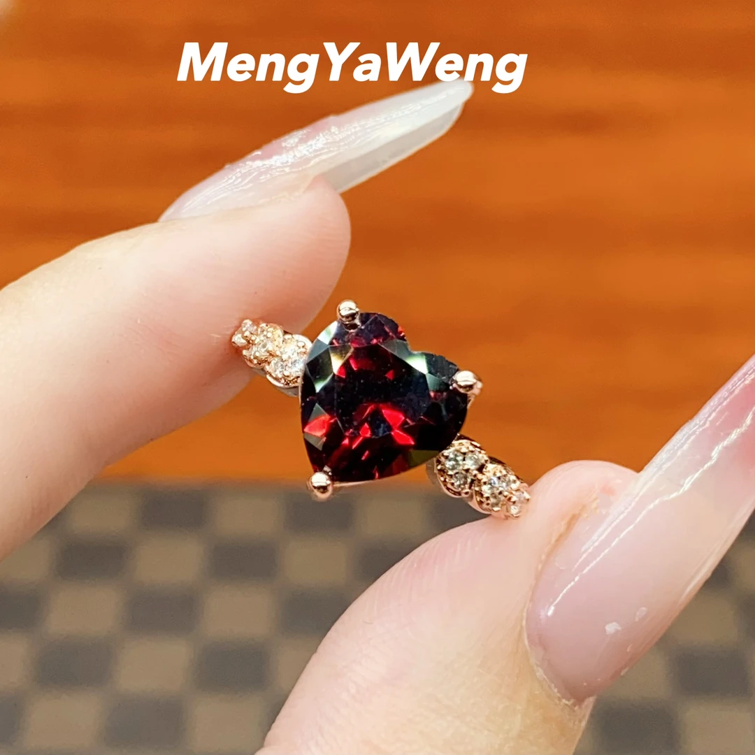新品戒指 【可芯】石榴红爱心形镶嵌轻奢精致百搭戒指女