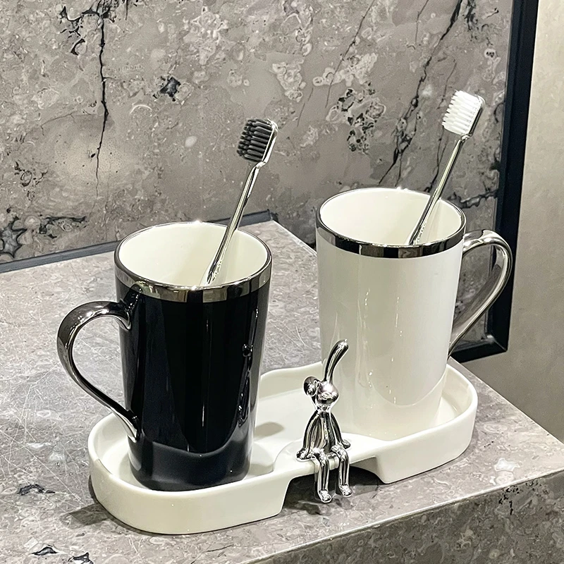 漱口杯情侣刷牙杯轻奢高端陶瓷家用牙杯洗漱杯高级感牙刷杯
