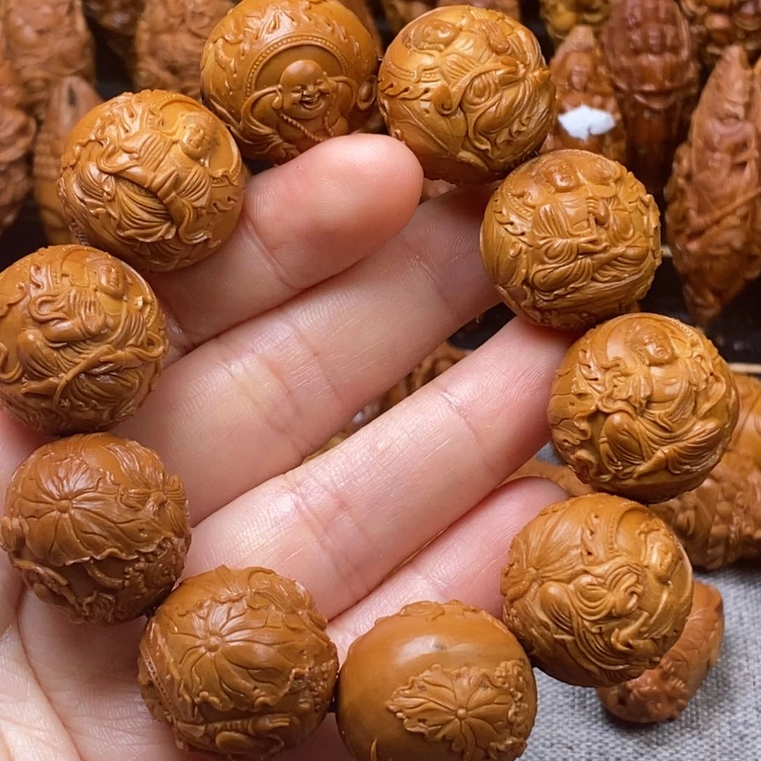 橄榄核手串/手链2.2-2.3 光珠正圆 莲花观音手串