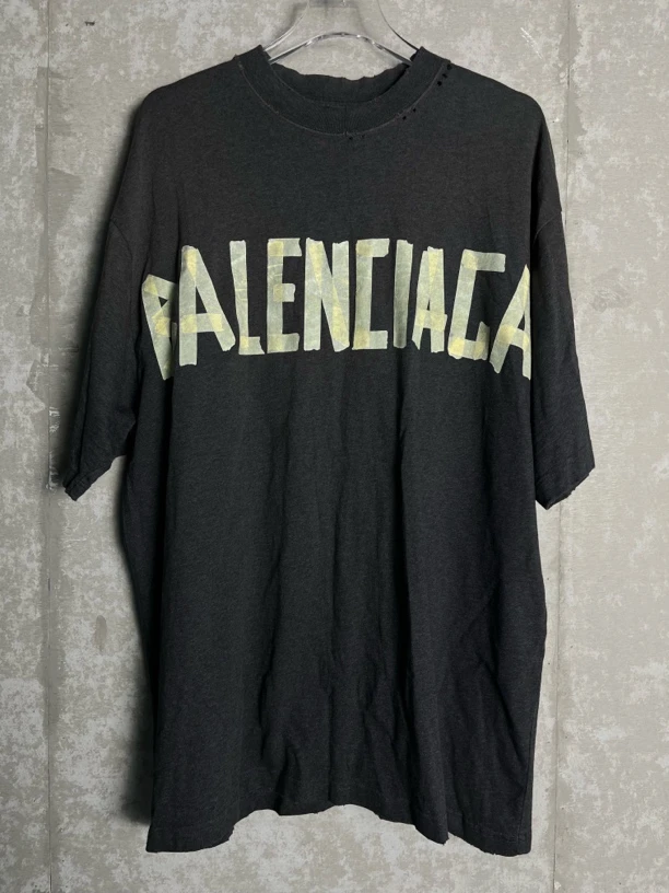 未使用 Balenciaga/巴黎世家 L*1/胶带字母Logo印花短袖/09047