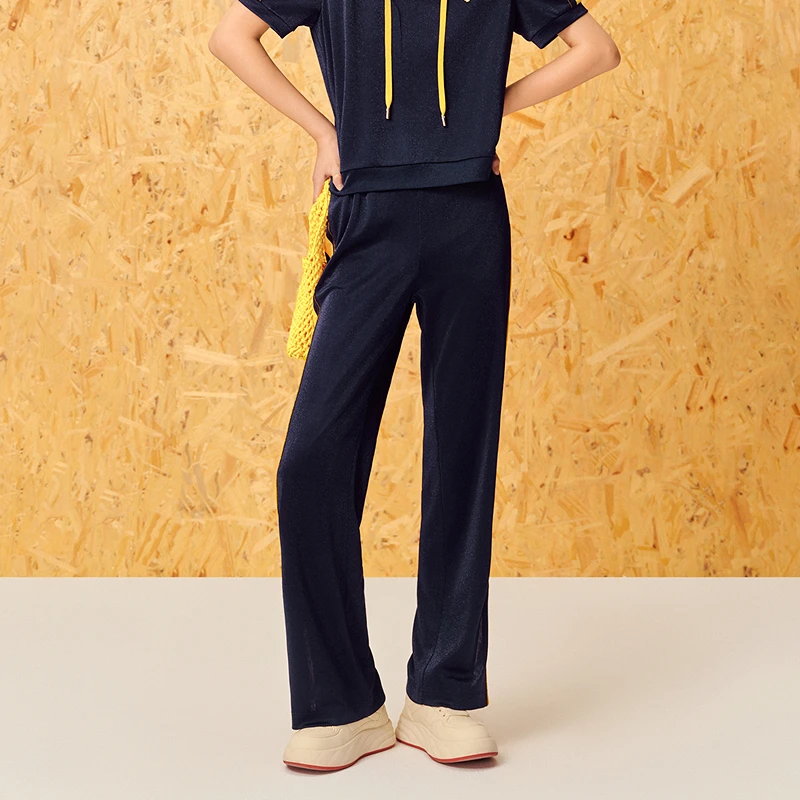 ToyzY夏新流光醋酸静奢丝滑垂感时尚休闲显瘦直筒裤ZC64220040