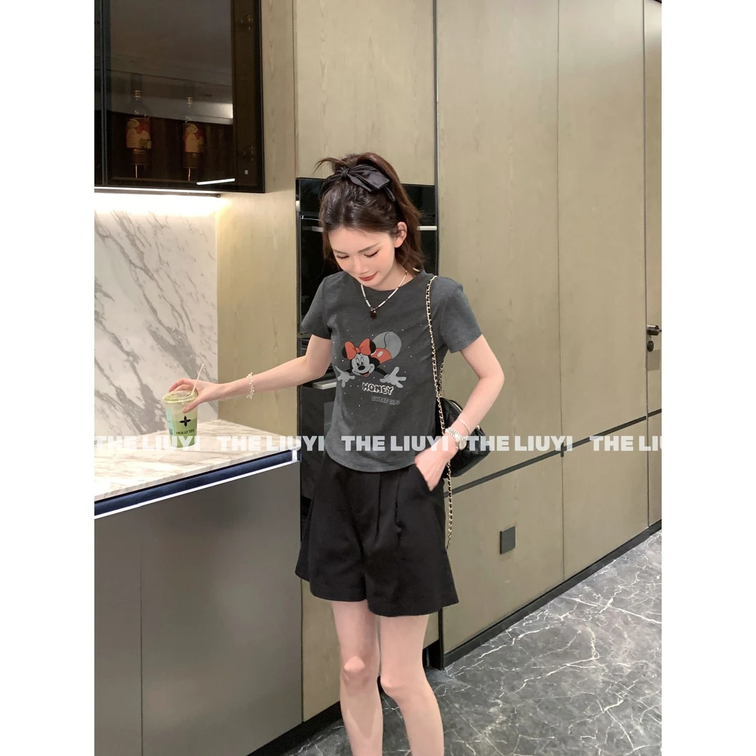 【LIUYI】烫钻米妮~夏季减龄卡通短袖T恤55066