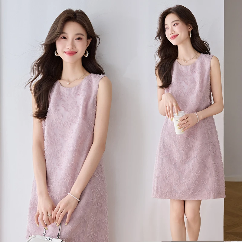 紫色法式无袖连衣裙女2025夏装新款爆款宴会高贵气质显瘦中长裙子