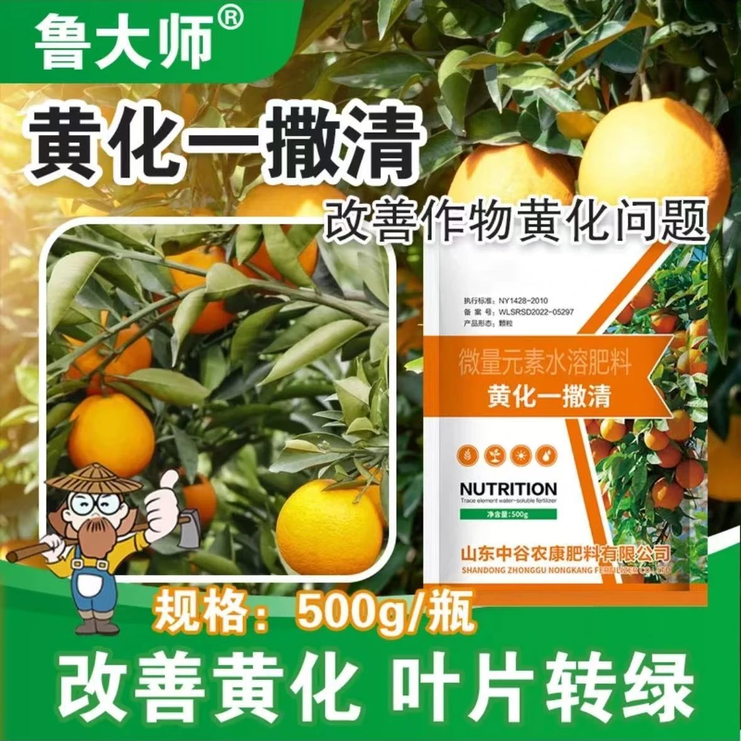 鲁大师黄化一撒清微量元素水溶改善柑橘叶片转绿补充营养强健果树