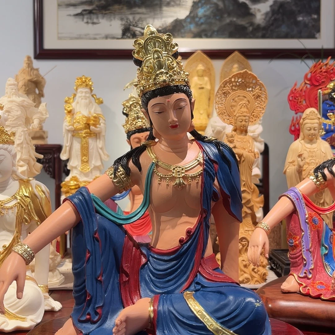 愤***鸟木象牙果彩绘观音30蓝色