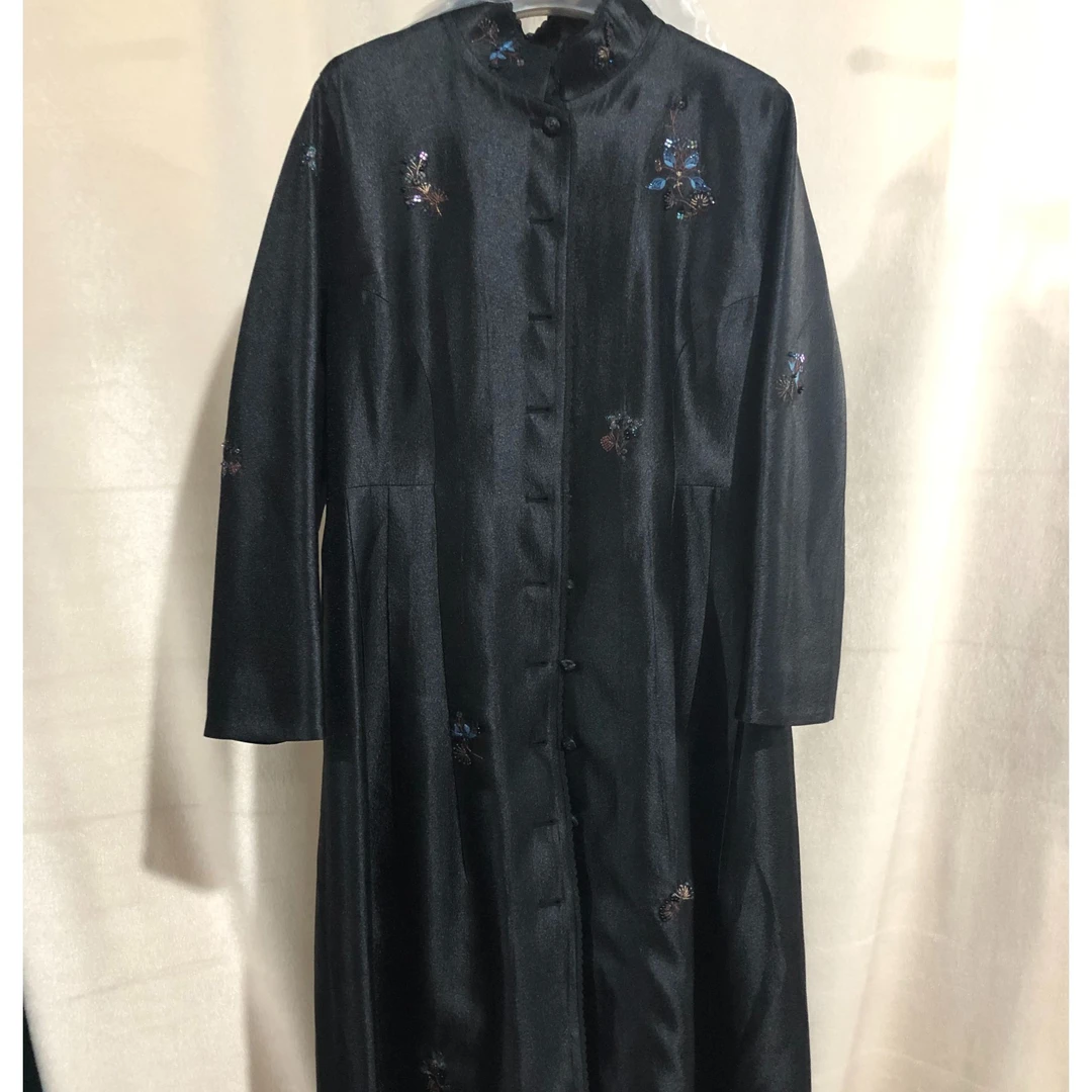 凤禧（双色）秋季丝毛刺绣拼接外套收腰改良A版风衣