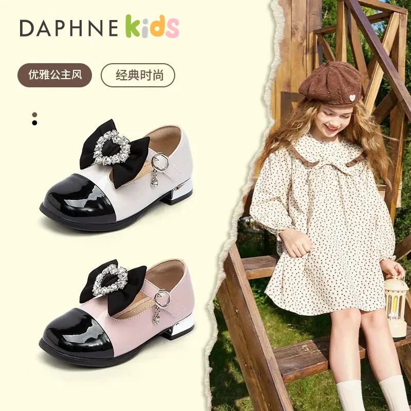 达芙妮女童鞋子儿童小皮鞋2025新款春夏季公主优雅小香风女孩单鞋