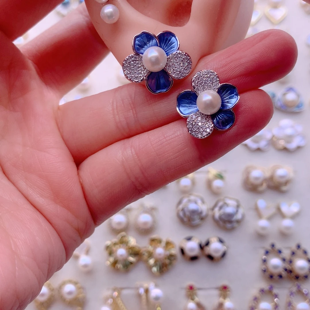 淡水珍珠耳饰合金