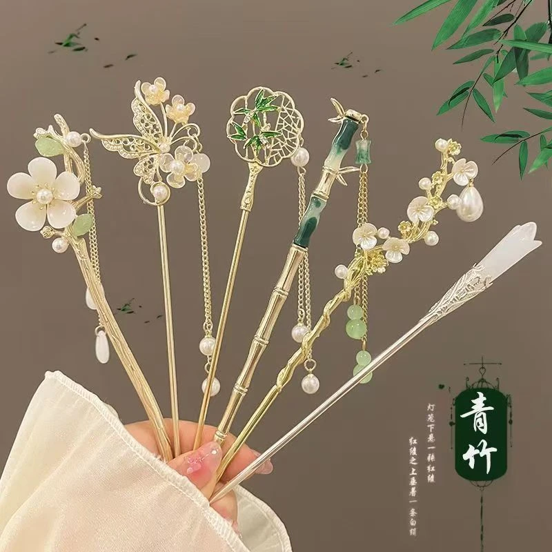 古风花朵流苏发簪女高级感汉服百搭发钗步摇发张旗袍盘发簪子头饰