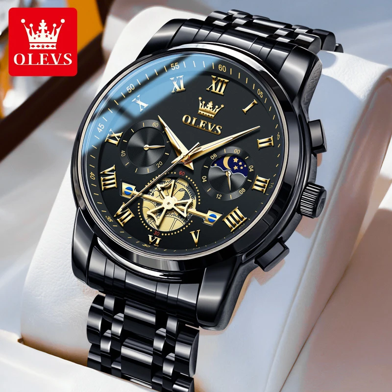 欧利时黑武士手表男款多功能防水夜光高档商务学生百搭男士腕表