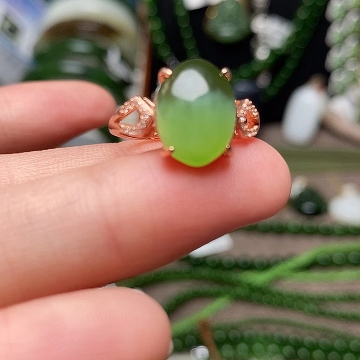 和田玉银S925镶嵌戒指