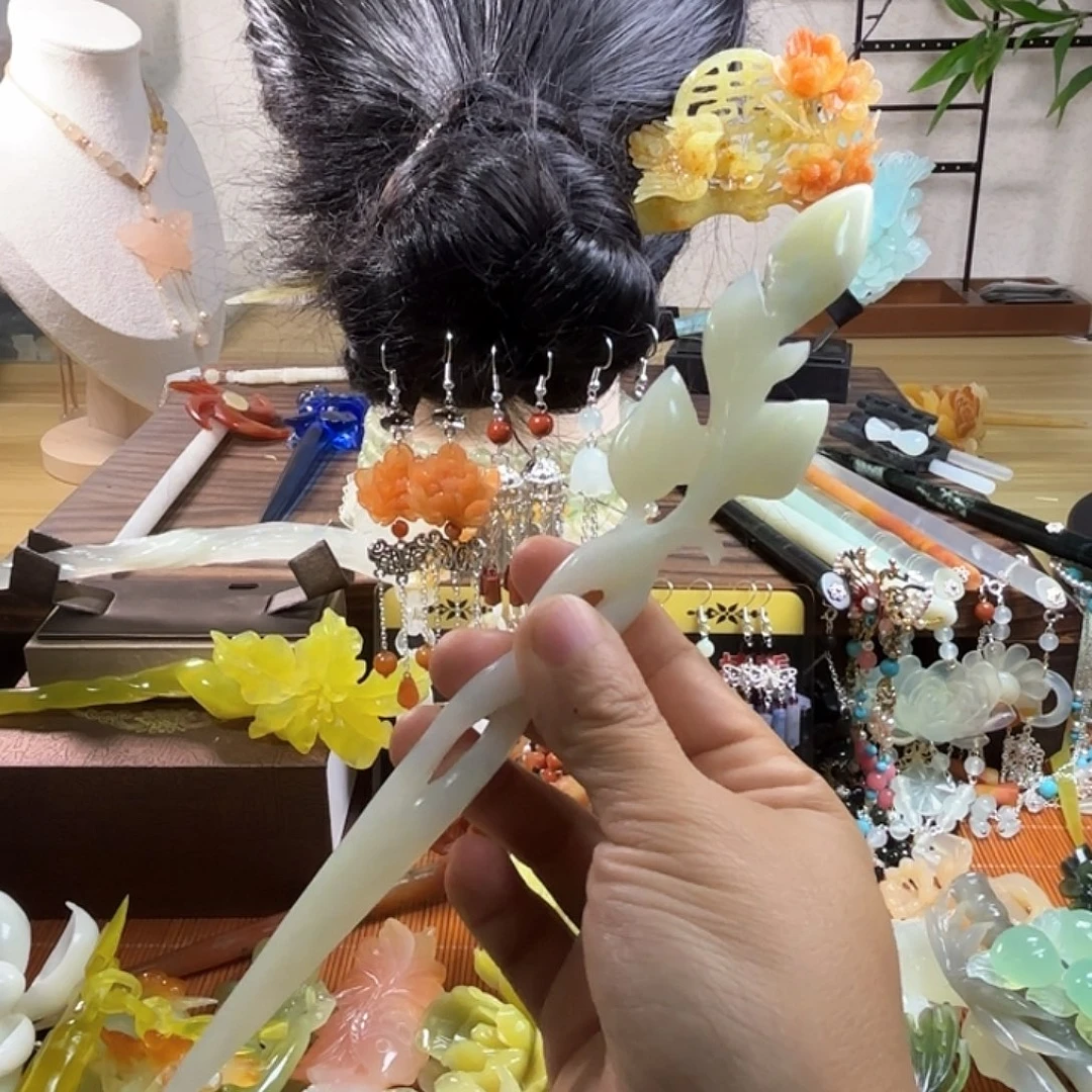 蛇纹石玉合金发饰