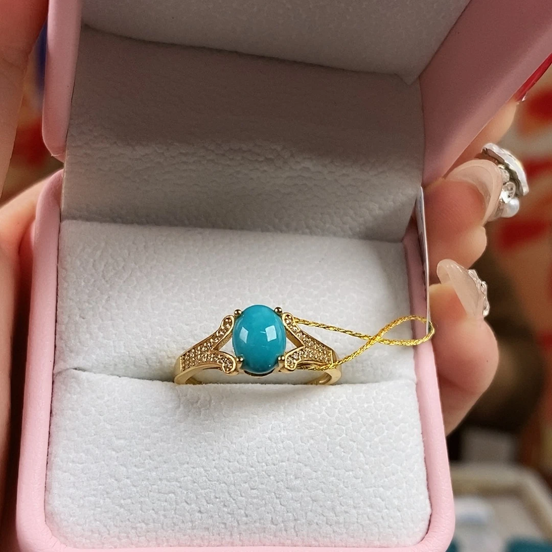 绿松石银S925镀金镶嵌珠宝奇石