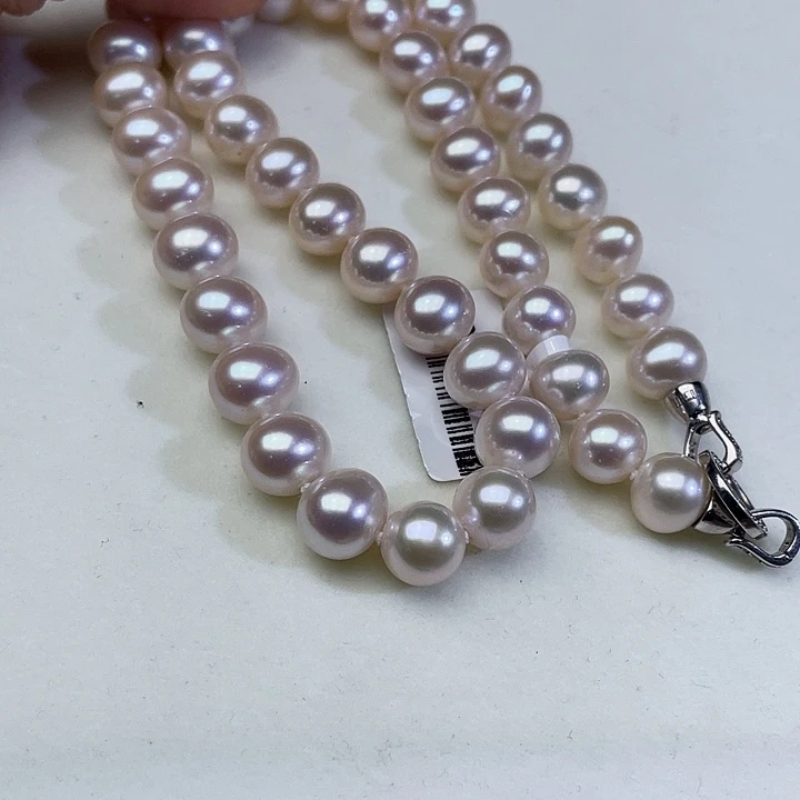 淡水珍珠颈饰银S925镶嵌卡9到10高品极光蔓塔玫瑰色毕业级收藏