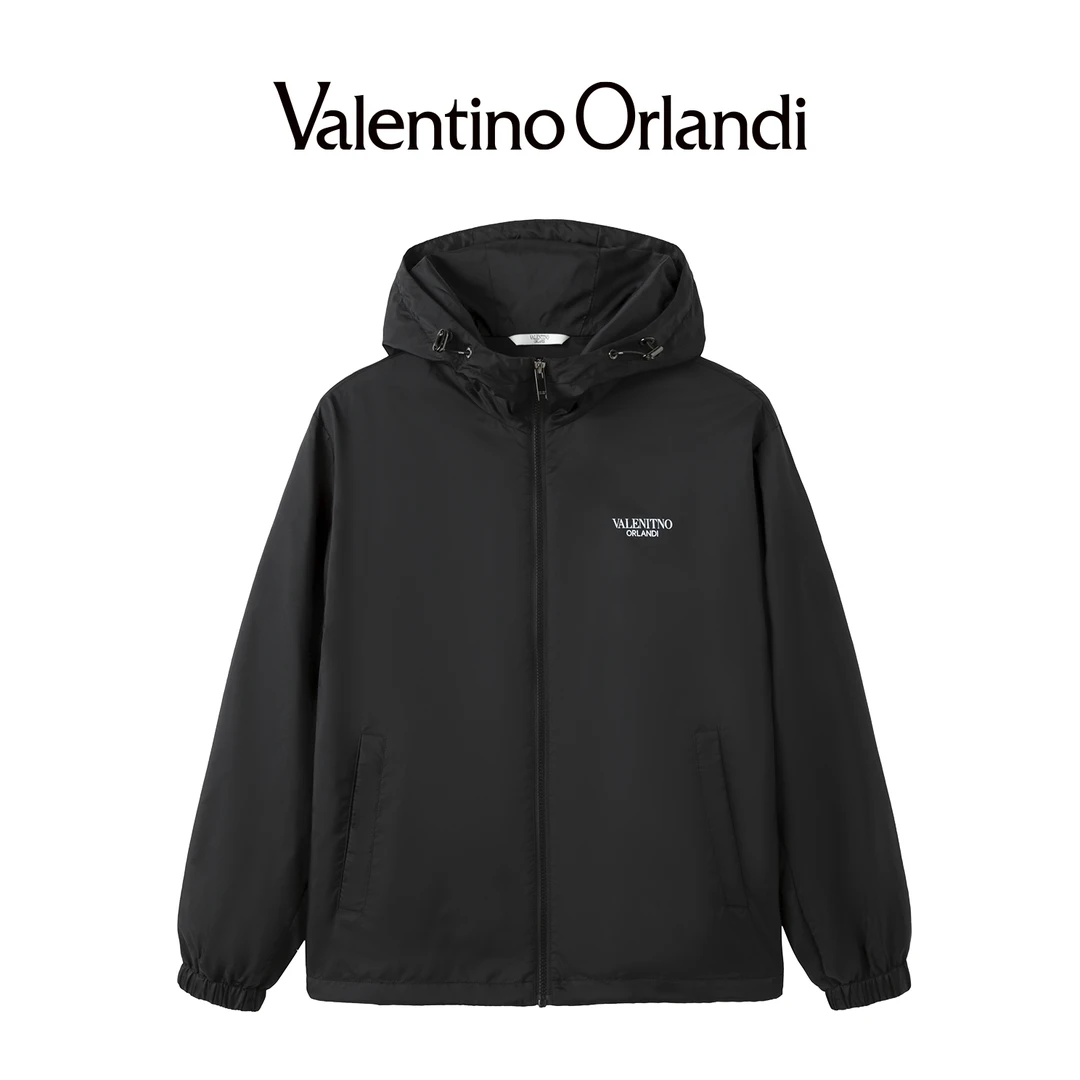 Valentino orlandi秋季男士时尚休闲潮流B版连帽大logo夹克外套