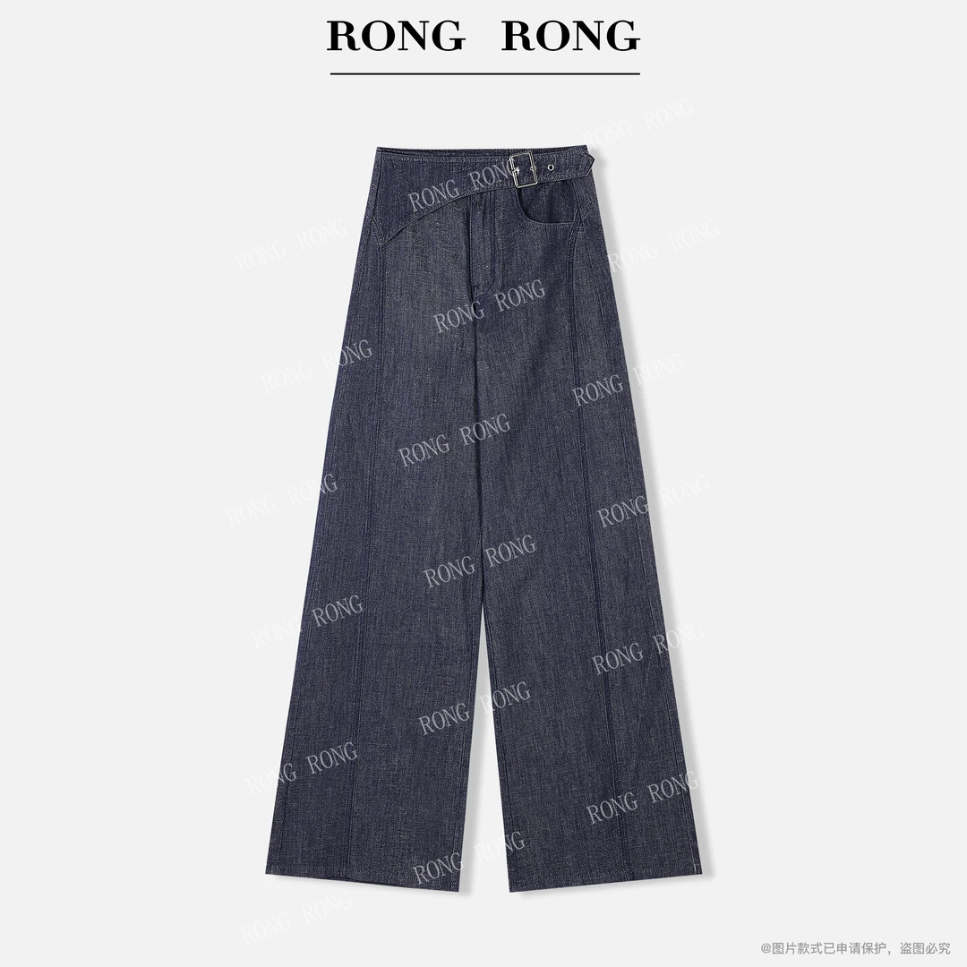 溶溶【星光丹宁】RONGRONG 莱赛尔混纺腰带收腹分割牛仔裤Q-082RR