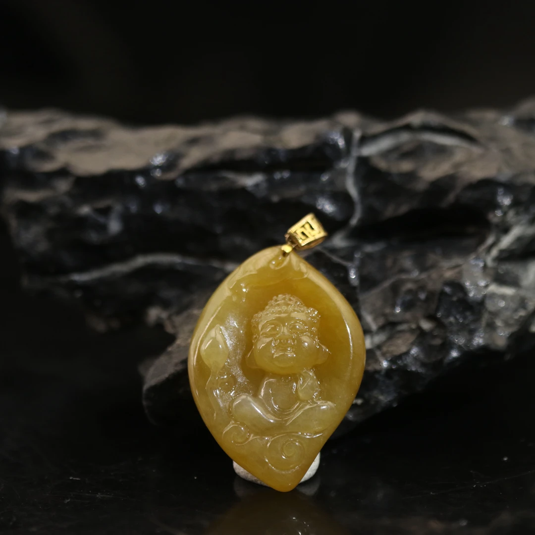 FC36天然缅甸翡翠A货18k冰黄宝宝佛/900217/保利厦门拍卖