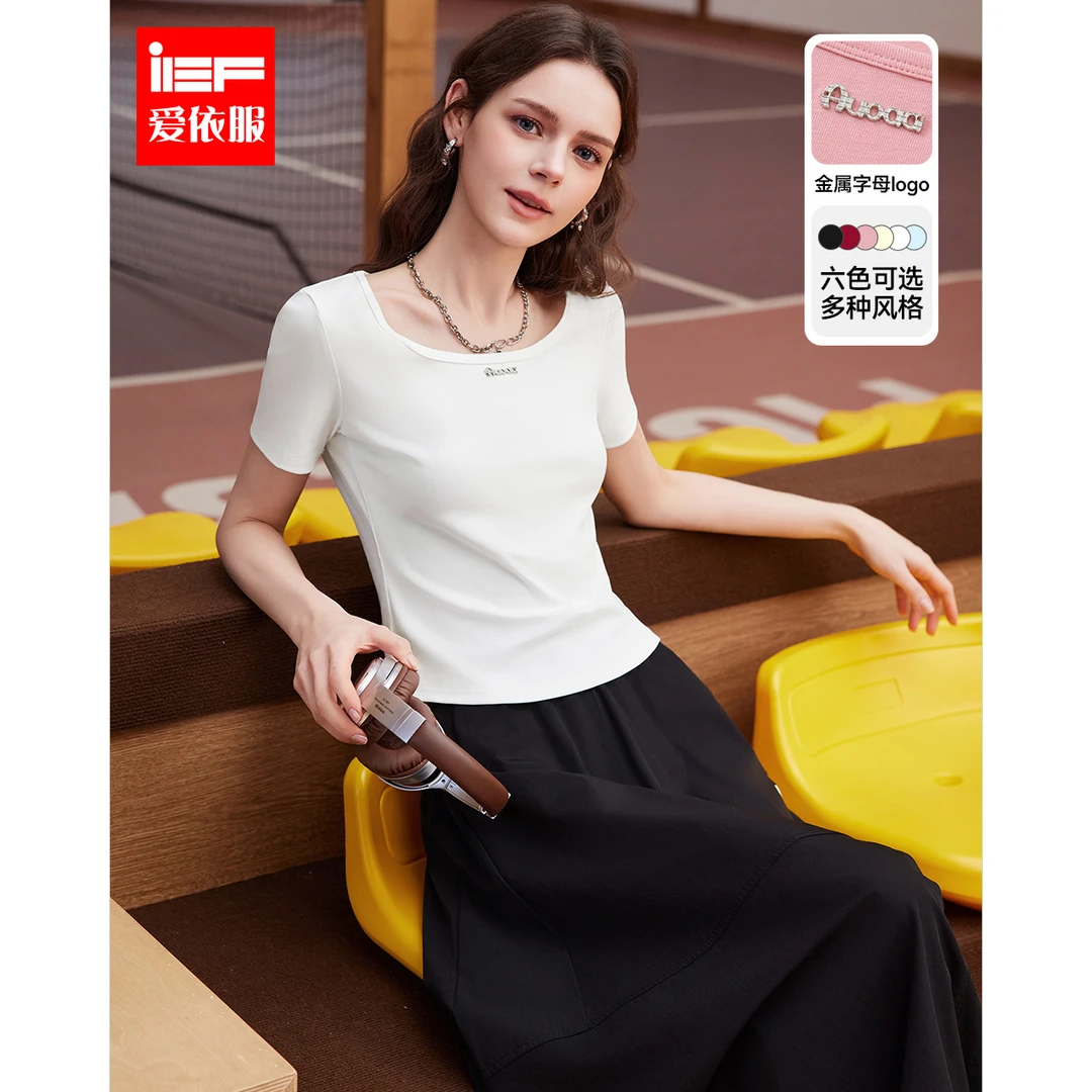IEF/爱依服短袖上衣2025新款夏季洋气衣服女T恤老钱风松弛感女装