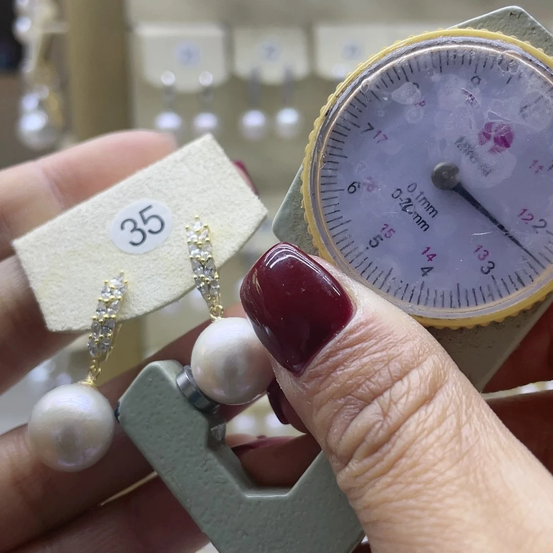 淡水珍珠耳饰银S925镶嵌