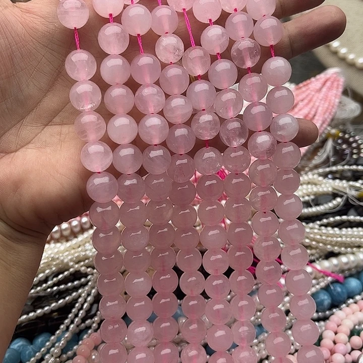 未镶嵌玛瑙/玉髓珠宝半成品一条12mm粉晶