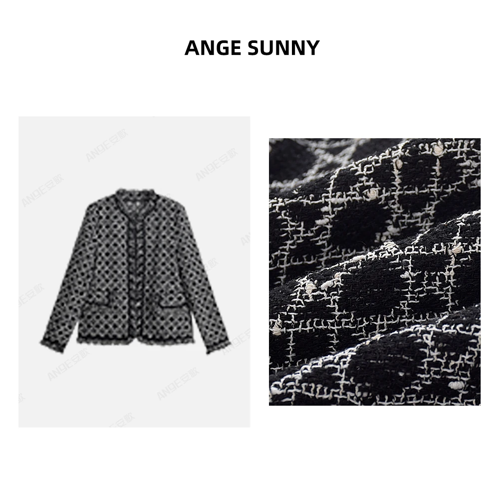 曲阳 ANGE SUNNY【di*r藤格纹流苏外套】小香风粗花呢编织开衫