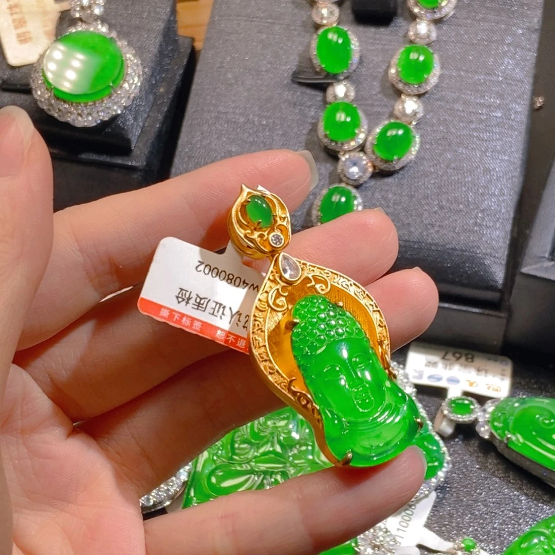 吊坠(不含链)银S925镶嵌翡翠