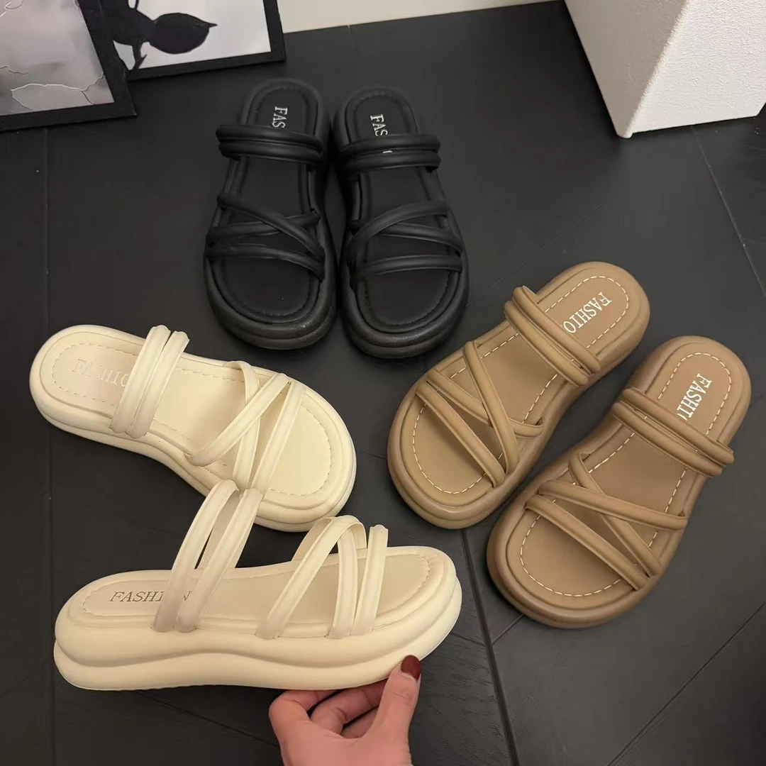 厚底极简两穿凉拖鞋2025夏季新款外穿时尚百搭软底舒适增高