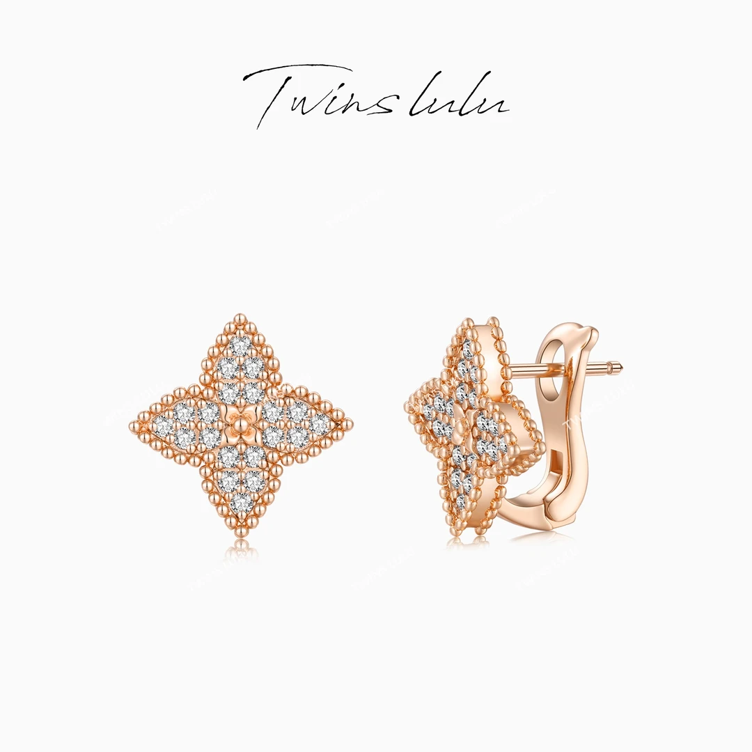 TWINS LULU 流光风 新年款精致高级感幸运LUCKY四叶耳环TSL2134