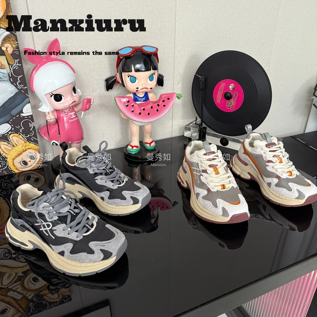 【曼曼】ManXR“纯爱战士”2025运动跑步健身百搭轻便软弹老爹休闲鞋