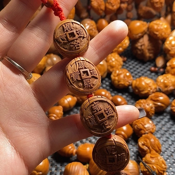 吊坠橄榄核幸****7桃五帝钱