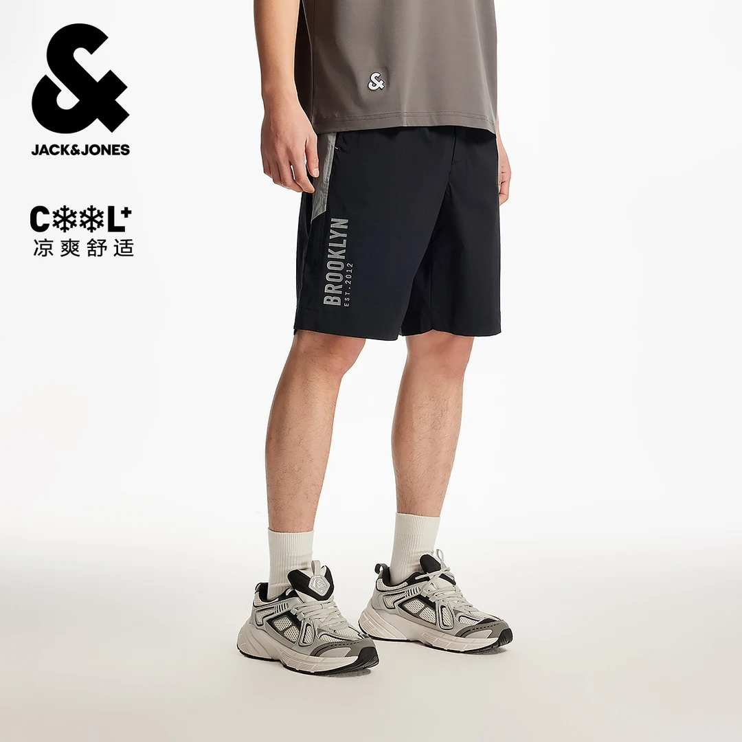 杰克琼斯NBA联名款男装撞色拼接字母印花百搭简约松紧弹力短裤
